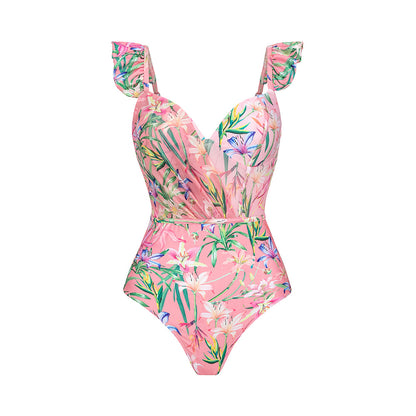 Pink Small Flying Sleeve Swimsuit