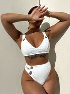 Bikini Solid Color Split Small Sunken Stripe Swimsuit Twingo