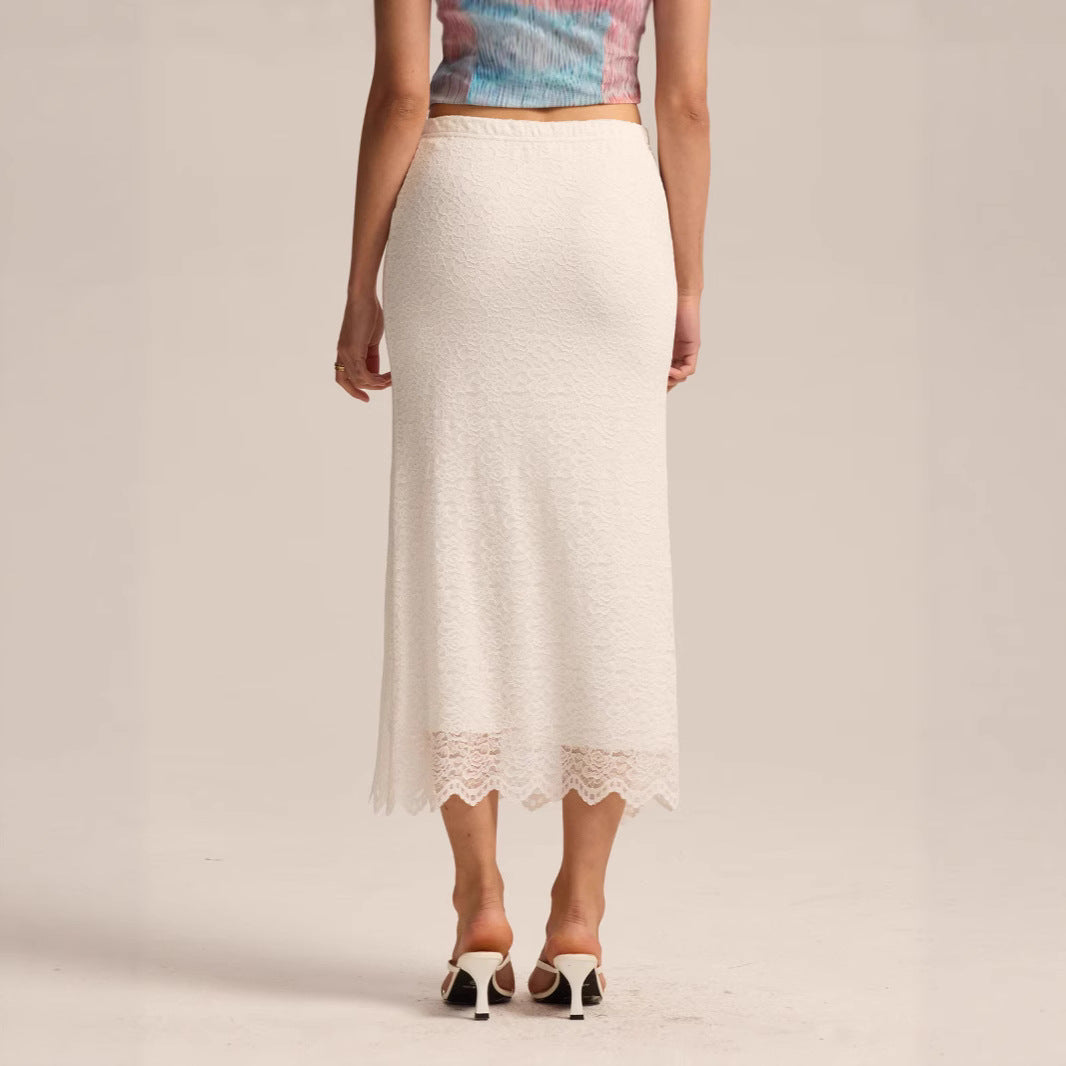 Women Clothing Lace Skirt Spring Summer High Waist One Step Skirt Sexy Slim Hip Long Skirt BRINGITON