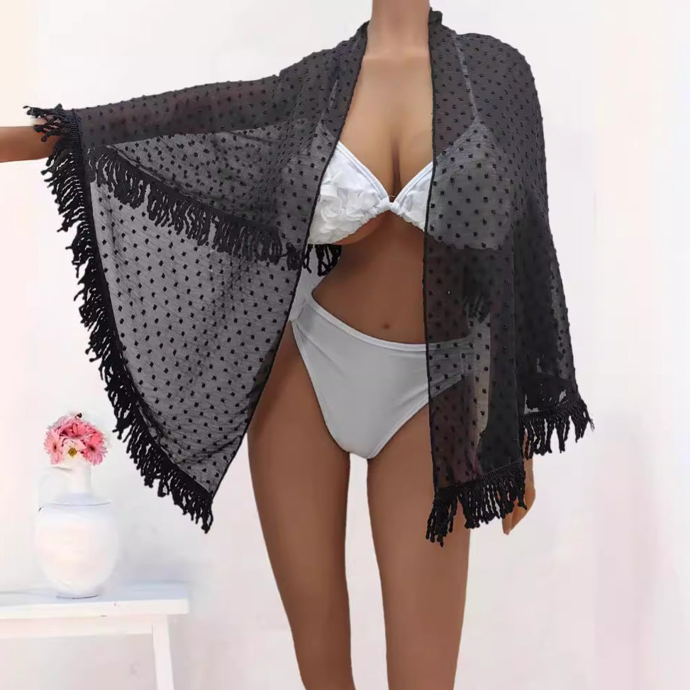 Women Clothing One Piece Beach Skirt Tassel Stitching Multiple Wear Anti-Sunburn Shawl Oyimi