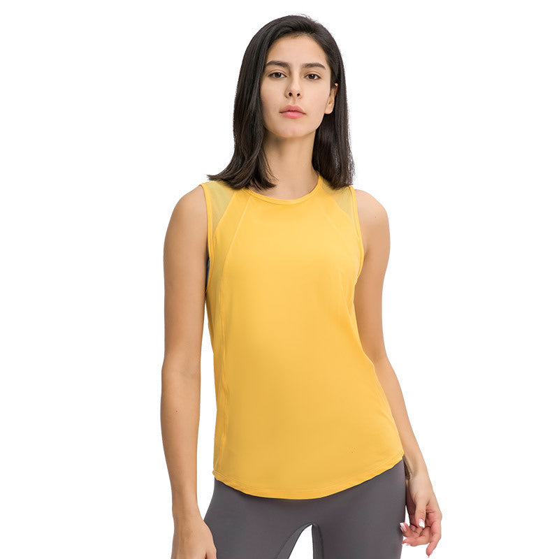 Spring Summer Back Hollow Out Cutout Sports Sleeveless T shirt Light Breathable Cooldry Workout Top Tichin