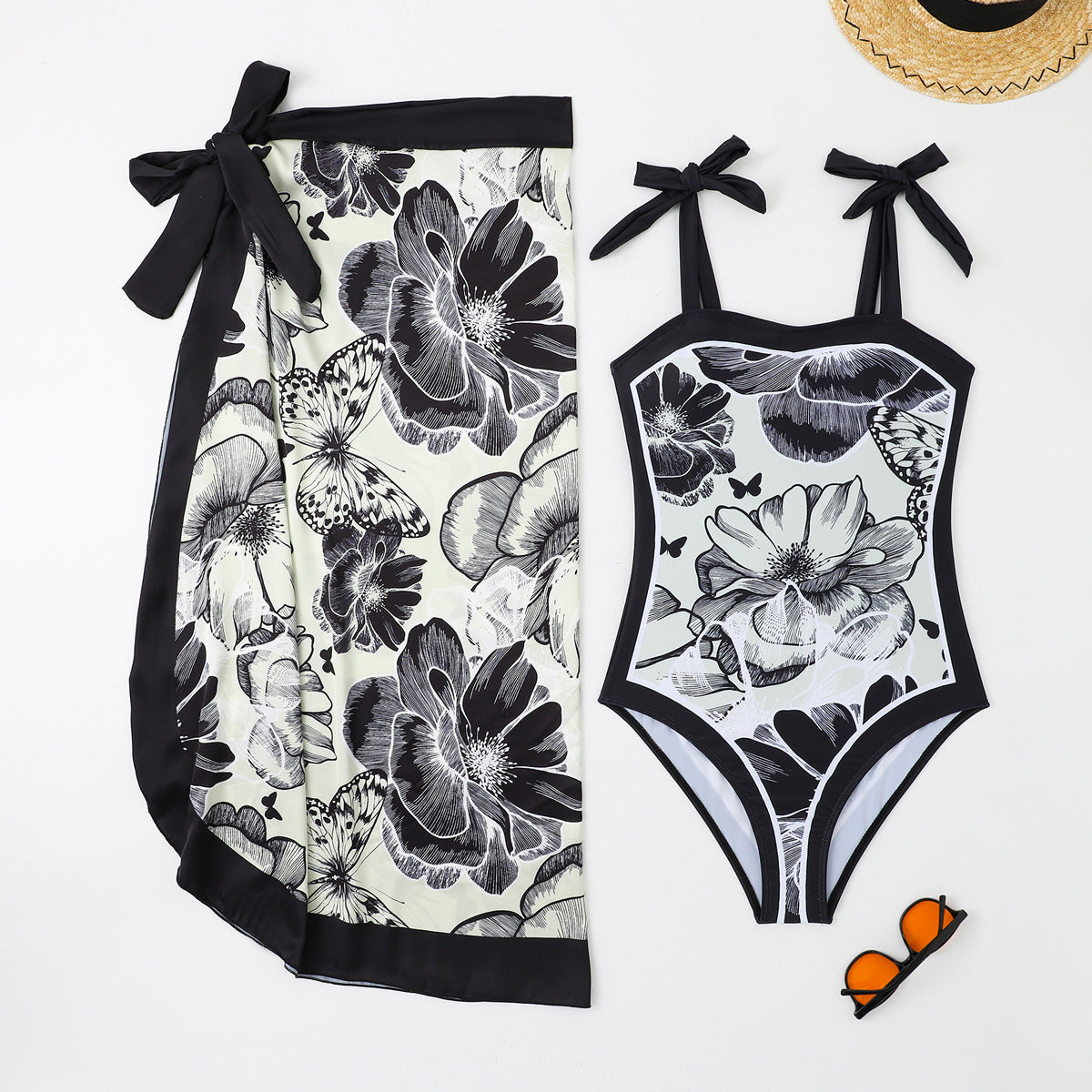 Maillot de bain deux pièces multicolore imprimé en maille longue, robe de bain conservatrice pour femme