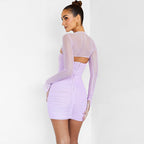 Robe sexy à manches longues et élégante pour femme, coupe slim et design épuré