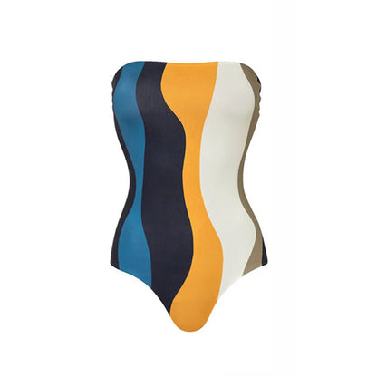 Traje de baño triangular de una pieza con top de tubo sexy, falda cruzada con cinturón sexy