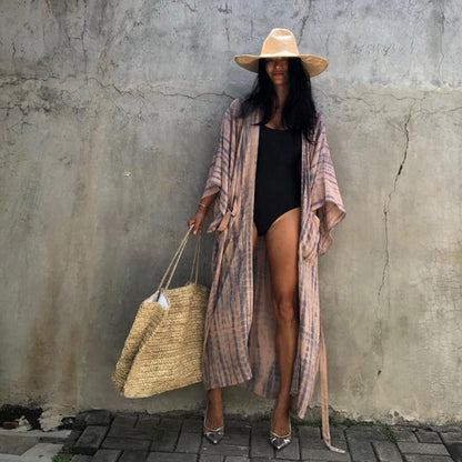 Sun-Protective Clothing Lace Printing Sun Protection Shirt Long Sleeve Beach Vacation Bikini Outwear Blouse