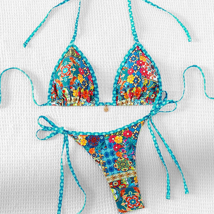 Traje de baño fresco estampado dividido bikini sexy traje de baño bikini
