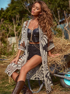 Internet Celebrity Water Soluble Lace Cardigan SUNFLOWER Beach Vacation Dress Mid Length Swimsuit Bikini Sun Protection Clothing for Women YTCYZ