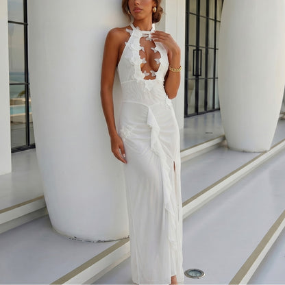 Solid Color Sexy Hollow Out Cutout out Backless Beach Cover up Bikini Swimsuit Beach Women Mangar