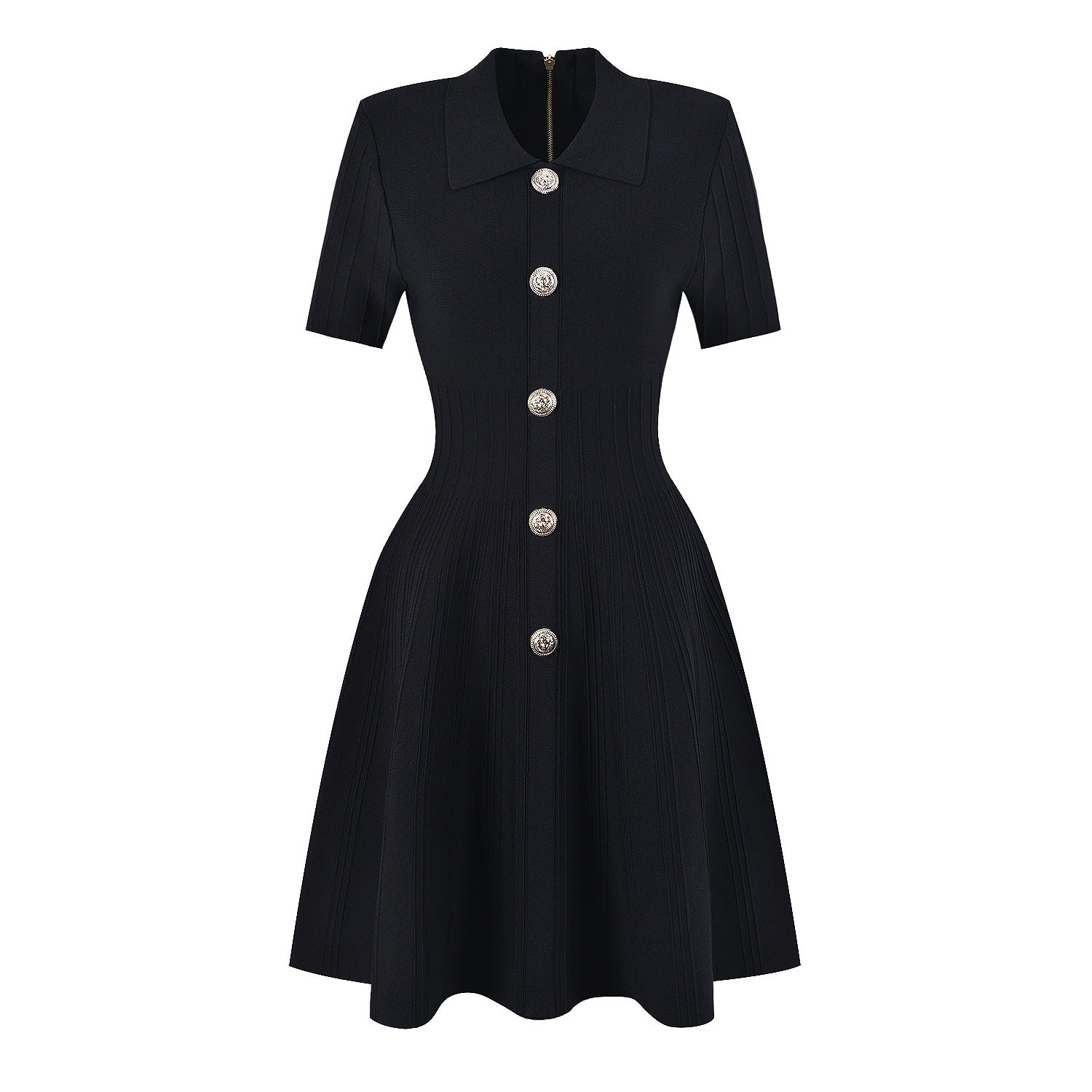 Spring Autumn High Quality Knitted Collared Slim Slimming A line Dress for Women Dimenssa