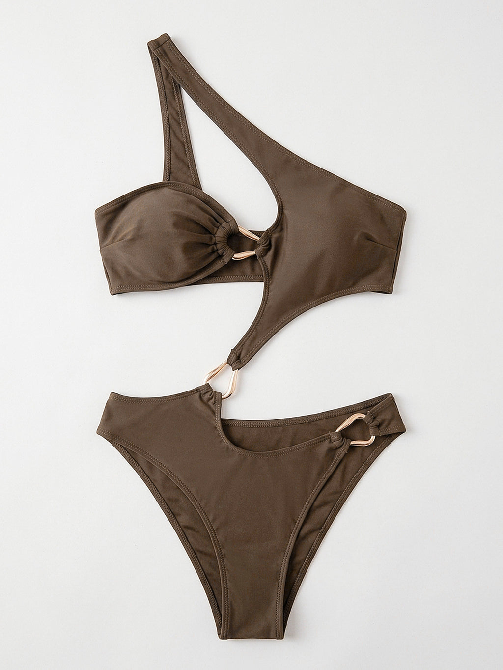 One Piece Swimsuit Solid Color One Piece Swimsuit Shoulder Asymmetric DOUBLEOUT