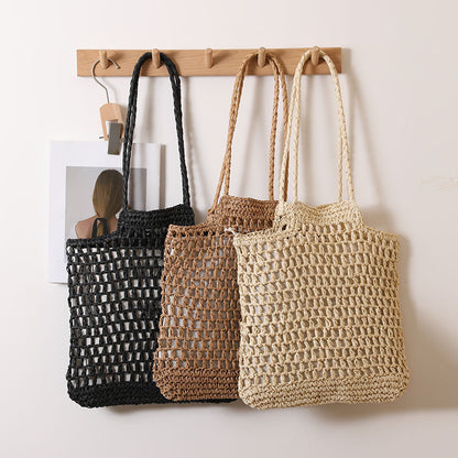 Bolso de paja con un solo hombro, hueco y recortado, diseño de interés especial, bolso de paja tejido, bolso de playa para vacaciones, bolso de mujer 