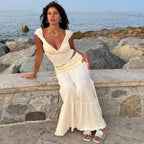 Ensemble jupe et débardeur court sexy à décolleté plongeant pour femme, style été.