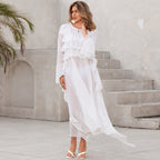 Beach Dress Women Chiffon Stacked Vacation Pullover Bikini Swimsuit Blouse Sun Protective Clothing Mangar