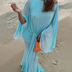 Summer Sexy See through Backless Solid Color Ribbon Dress Cecil