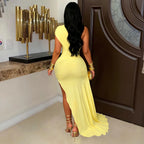 Sexy Women Clothing Mesh Stitching Ruffle Slim Fit Dress MOOYAA
