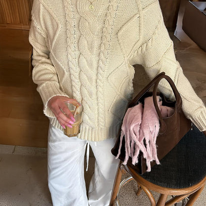 Casual Simple Wool Long Sleeve Sweaters Women Clothing Autumn Winter