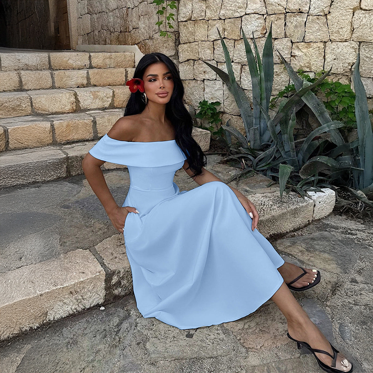 Women Spring Summer Dress Elegant Tube Top Maxi Dress Dee