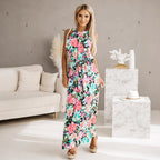 Women Clothing Women Clothing Floral Print Seaside Vacation Halter Dress NEWMELANCE