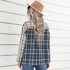 Camisa holgada de manga larga con cuello tipo polo para mujer, top a cuadros, ropa de otoño