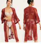 Lace Mesh Crochet Beach Cover up Seaside Vacation Bikini Sun Protection Clothing YTCYZ