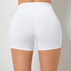 Short de yoga taille haute élastique pour femme, effet pêche, taille haute, idéal pour la course et le sport. Short moulant sans coutures.