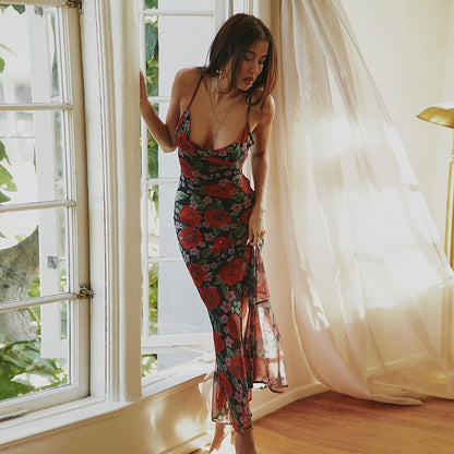 Vestido camisero largo ajustado con cuello en V, elegante y a la moda de primavera para mujer
