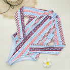 Striped Printed Long Sleeve Zipper Briefs Surfing Set One Piece Swimsuit Women Thunder