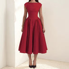 Spring French Sexy Elegant Waist Slimming Sleeveless Back Hollow Out Cutout Dress