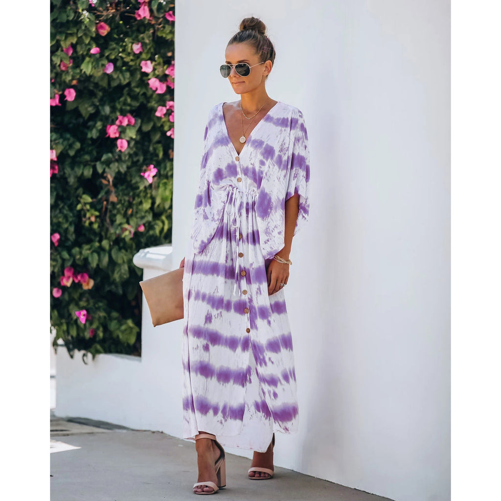 Spring Summer Lace Tie Dye Loose Dress Home Casual Dress Oyrina