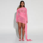 Robe plissée sexy à col dénudé pour femme, tenue de printemps et d'été, Dopamine Sexy