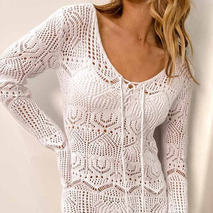 Summer Beach Dress Bikini Cover Dress Sexy Knitted Crocheted Hollow Out Cutout Strap Dress for Women Crochet hook Crochet hook Crochet hook