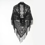 Nylon Hollow Out Cutout Breathable Tassel Triangle Shawl Women Scarf SallyCover