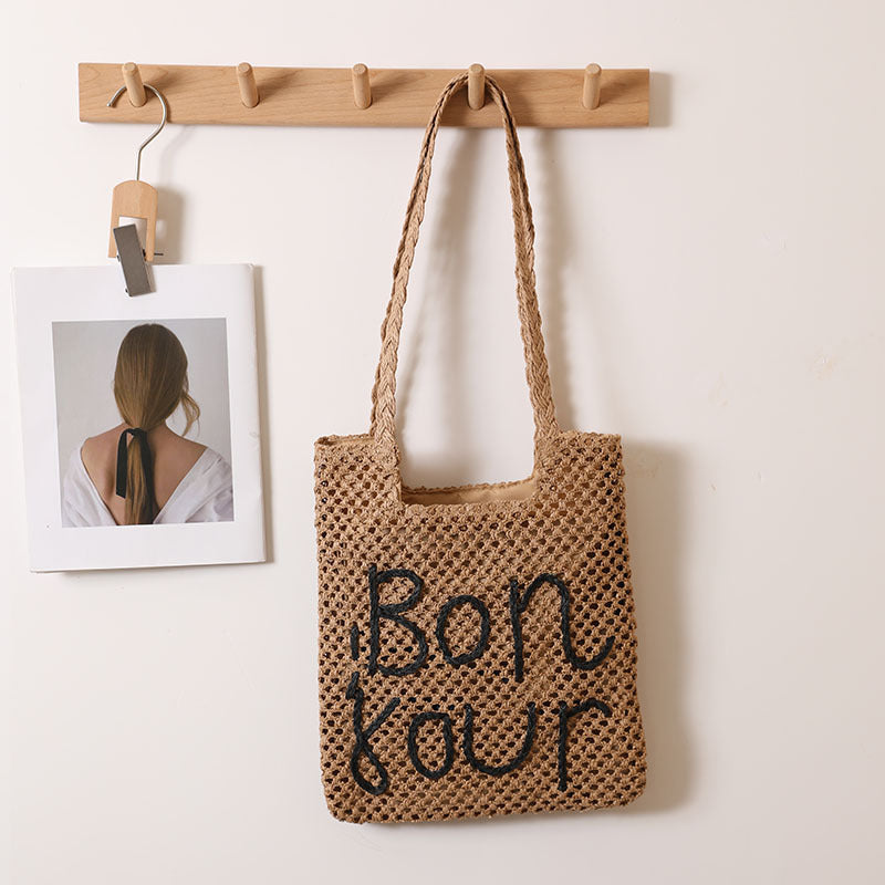 Letter Concave Bag Coffee Black Letters