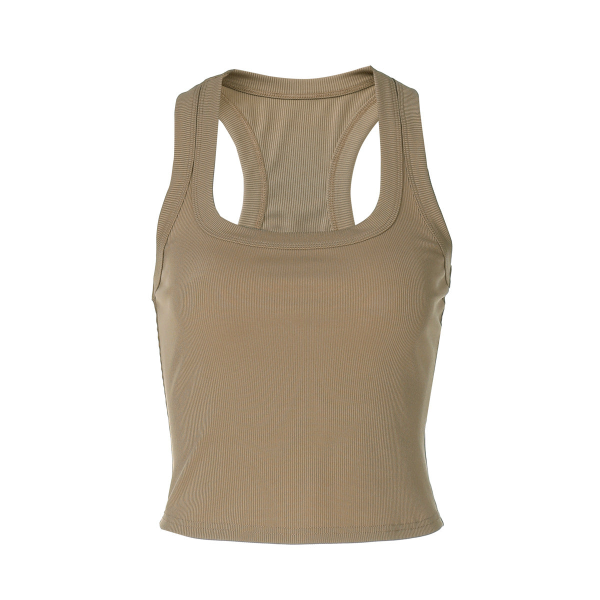 Débardeur court sexy à col en U, couleur unie, coupe ajustée, pour femme, été