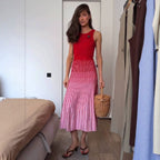 Spring Summer Contrast Colors Slimming Stripe Dress Inner Wear Fitted Waist Vest Base Knitting Dress Havana
