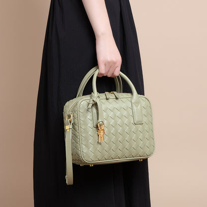 Bolso Boston tejido a mano, sencillo, de gran capacidad, para mujer 