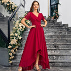 V neck Solid Color Summer Elegance Slim Fit Maxi Dress Long Cocktail Dress Inly