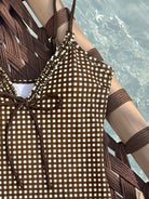 One Piece Swimsuit Plaid Striped Print Knotted Sexy Bikini Beach Women WithWind