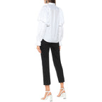 Camisa de mujer de manga larga con mangas farol Camisa de mujer blanca con cuello alto