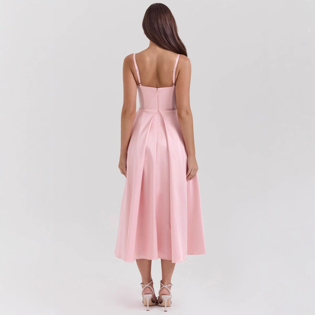 V neck Sexy Design Maxi Dress Court Dopamine Wear Strap Dress for Women XINXI