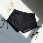 Solid Color Drawstring Mesh Shorts Sexy Bikini Beach Cover up Swimsuit for Women WithWind