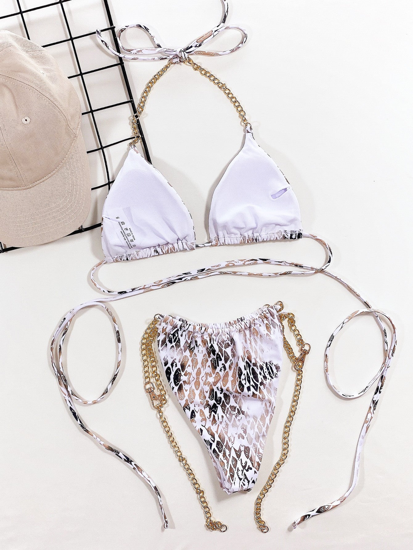 Traje de baño individual exterior con estampado de serpiente, bikini sexy para mujer, traje de baño separado, bikini triangular