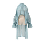 Hauts d'automne pour femmes, style coréen frais et décontracté, coupe asymétrique, col montant, coupe ample, couleur unie, dos nu