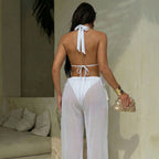Sexy Beach Vacation Solid Color Three Piece Swimsuit Trousers Swimsuit Bikini SanYuva