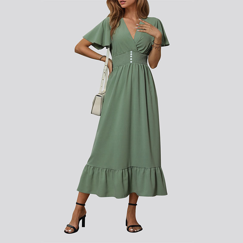 Summer Women Slim Fit Green Dress HUNDRED