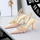 Side Bow Pointed Toe Slingback Buckle Stiletto Heel Ladies Cocktail Women Shoes ForestFootwear