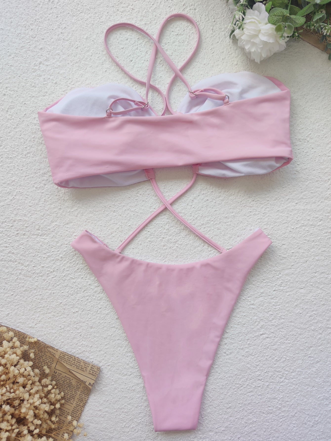 Maillot de bain une pièce uni, bikini, noué, pour femme