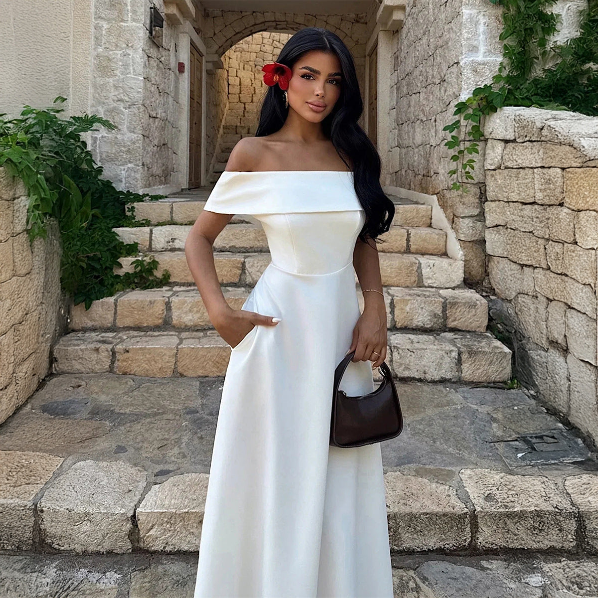 Women Spring Summer Dress Elegant Tube Top Maxi Dress Dee