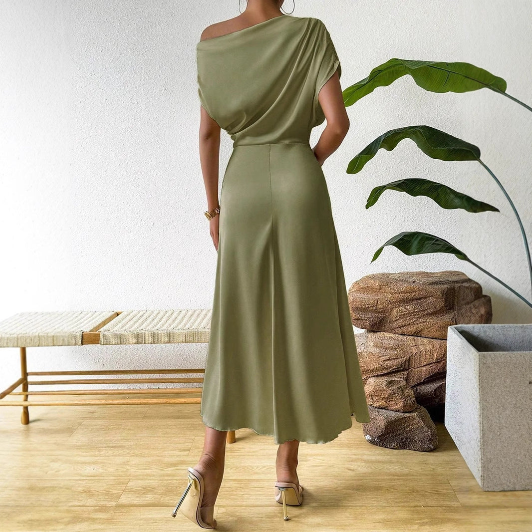 Women Clothing Trendy Summer Satin Satin Women Summer Dress Tight Jumpsuit Long Dress