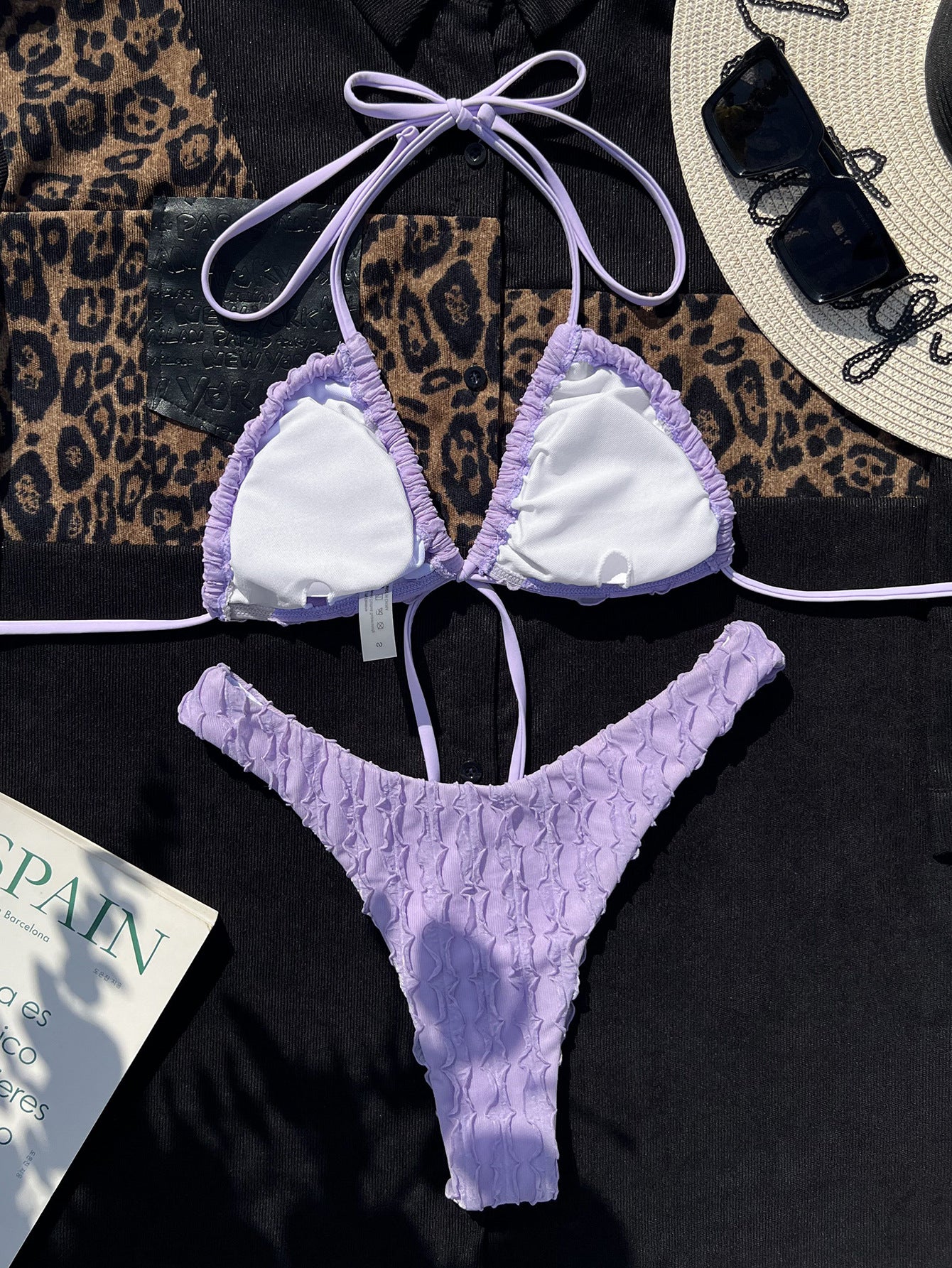 Traje de baño dividido con pétalos tridimensionales, bikini sexy con vendaje.